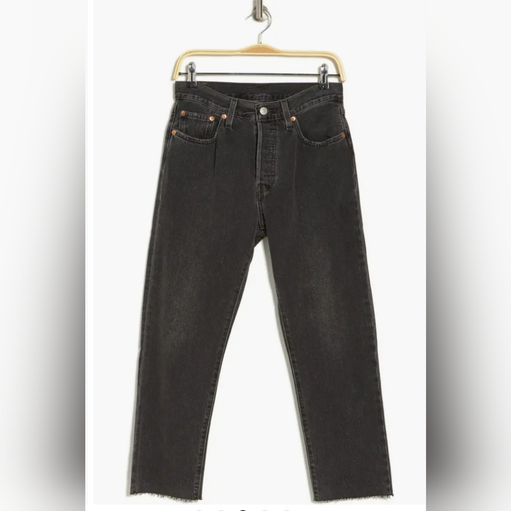 LEVI'S 501 Women's High rise Cropped. Gray Denim Jeans 30x26 - Picture 3 of 11